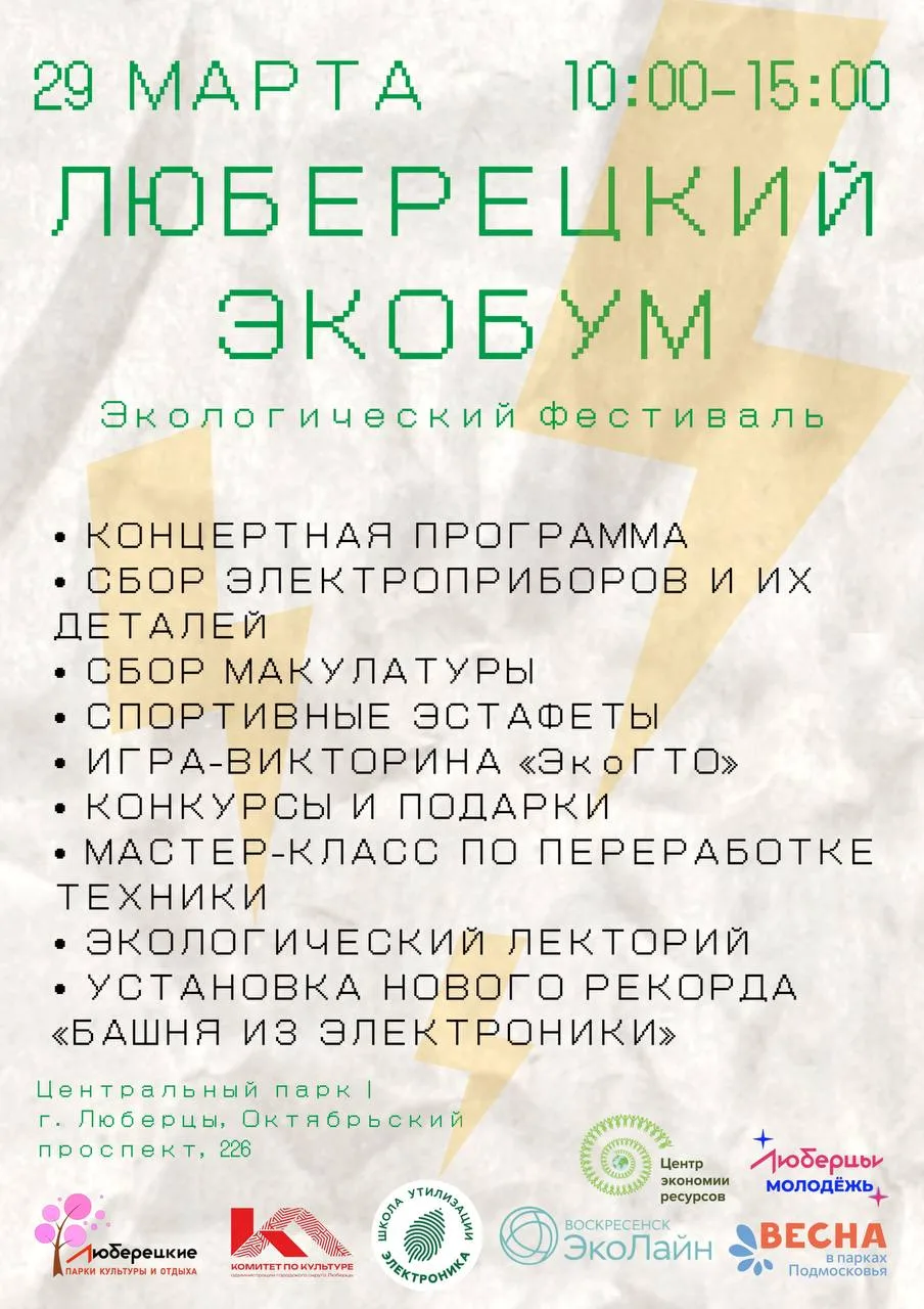 В Люберцах 29 марта во время экоакции построят башню из электроники