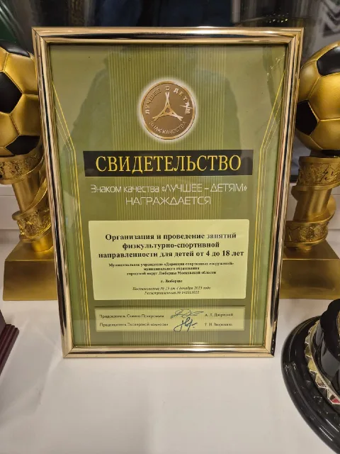 Дирекция спортивных сооружений Люберец отмечена знаком качества конкурса «Лучшее - детям»